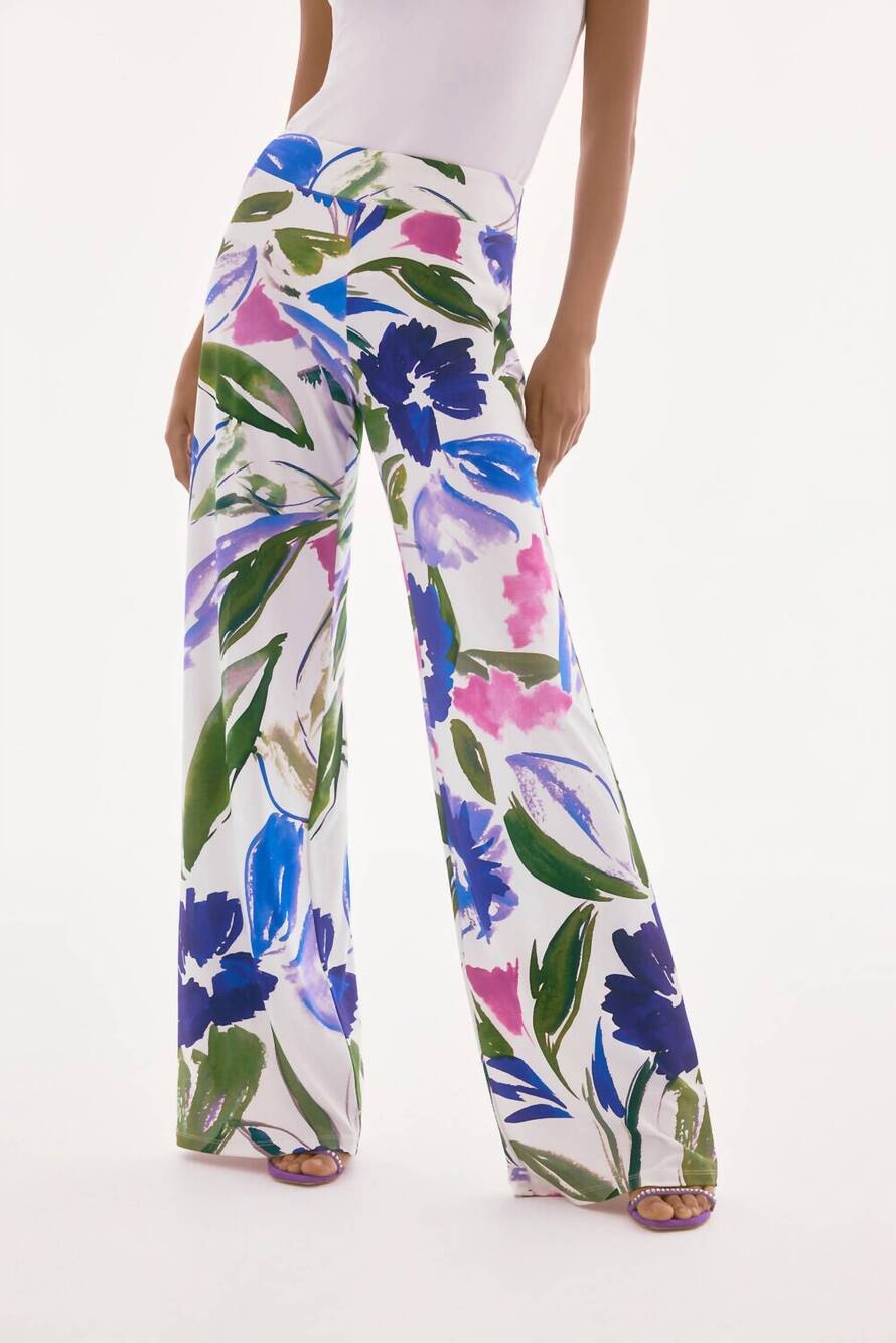 NEW JOSEPH RIBKOFF floral high-waisted trousers in off-white multi